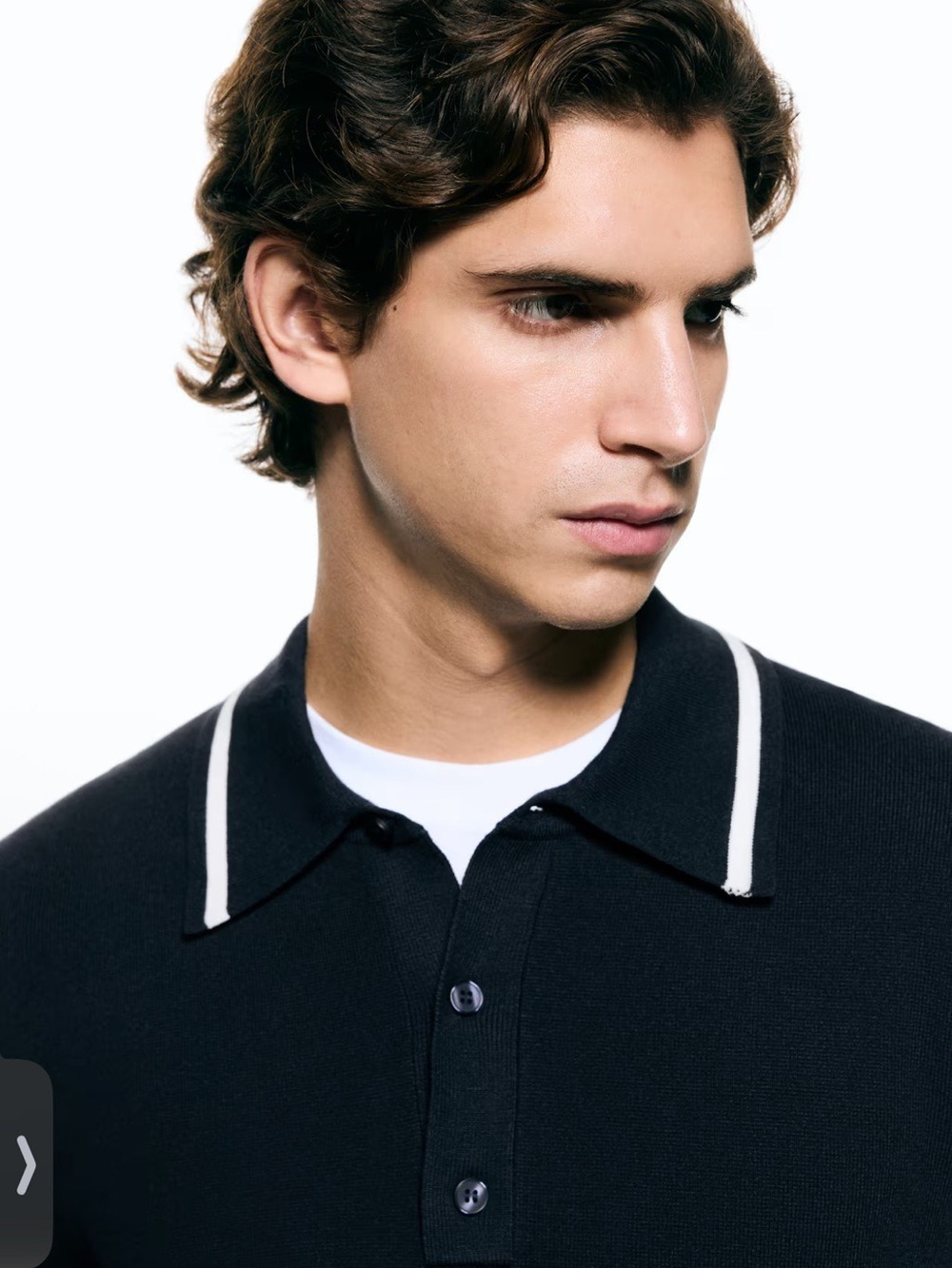 H&M Black Polo Sweater with White Trim - Picture 2 of 7
